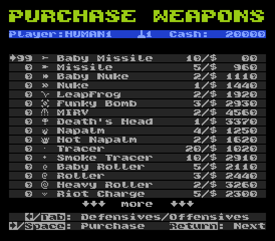Shopping offensives screen.